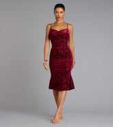 Oh-So-Chic Floral Velvet Burnout Midi Dress