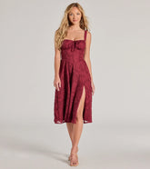 Delightful Impact Corset Slit Chiffon Midi Dress