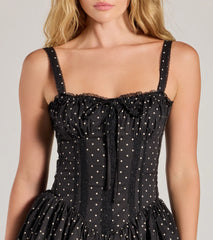 Pretty Vibes Polka Dot Drop Waist Skater Dress