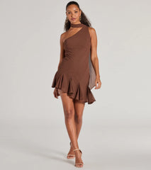 Sleek And Elevated Chiffon Scarf Neck Mini Dress