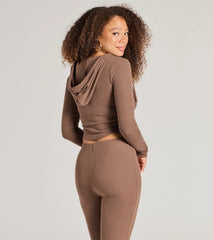 Feelin' Comfy Ribbed Knit Fitted Hoodie