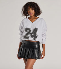 Playful Pleats Faux Leather Drop Waist Skort