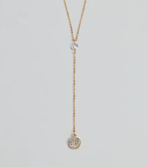 Dainty Glam Rhinestone Chain Lariat Necklace