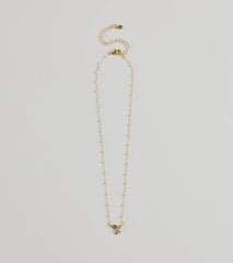 Memorable Glam Dainty Bow Charm Necklace