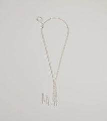 Glitzy Rhinestone Lariat Necklace And Earring Set