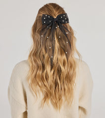 Adorable And Chic Pearl Detail Hair Bow Clip