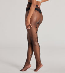 Flawless Sultry Bow Back Fishnet Tights