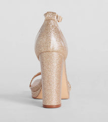 Capture Sparkle Glitter Platform Block Heels