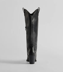 Western Sleek Knee-High Block Heel Boots