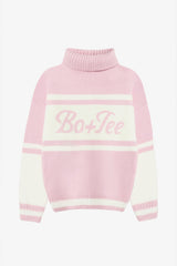 Knit Turtleneck Oversized Jumper in Powder Pink