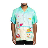 Pokémon Holiday Blue Relaxed Button-Up Shirt - Adult
