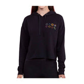 Kanto Gym Badge Black Crop Hoodie - Women