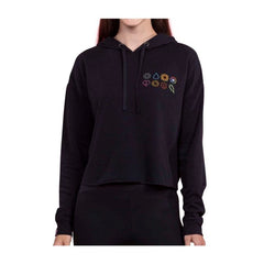Kanto Gym Badge Black Crop Hoodie - Women