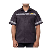 Pikachu Racing Black Short-Sleeve Button-Up Shirt - Adult