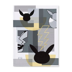 Pikachu & Eevee Geometry Canvas Wall Art