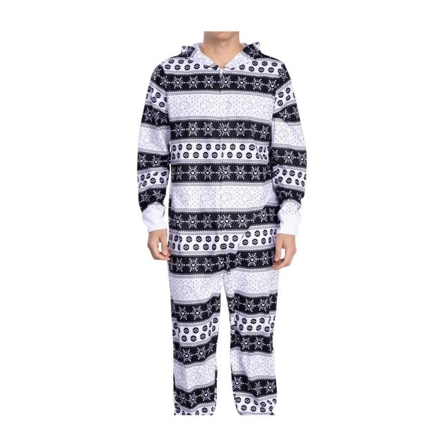 Snom Holiday Snowflake Hooded One-Piece Pajamas - Adult
