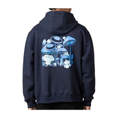 Mushroom Forest Pokémon Nature: Fall Navy Relaxed Fit Zip-Up Hoodie - Adult