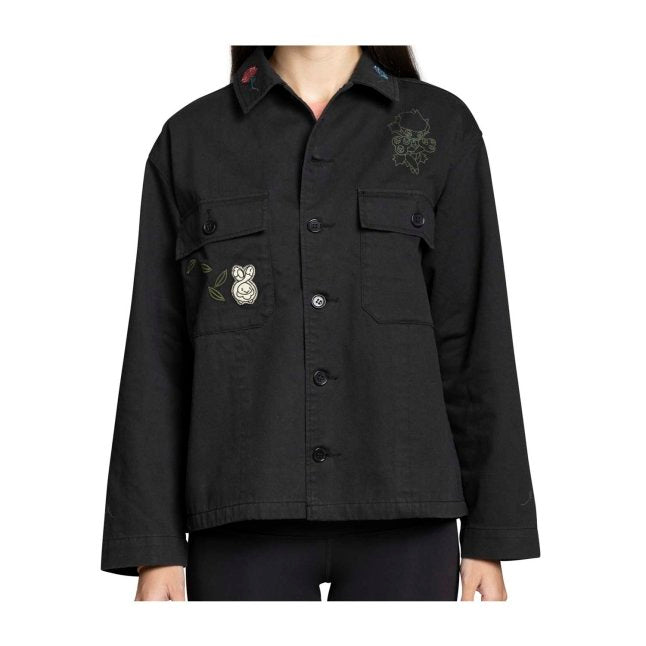 Budew, Roselia & Roserade Pokémon Nature: Fall Black Utility Jacket - Women