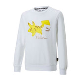 PUMA × Pokémon: Pikachu Puma White French Terry Relaxed Crew Neck Sweatshirt - Youth