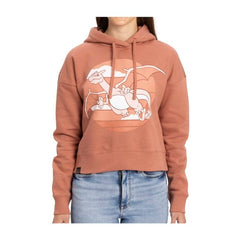 Charizard Red Drop-Shoulder Crop Hoodie - Women