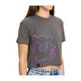 Gengar Gray Relaxed Fit Crew Neck Crop T-Shirt - Women