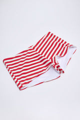 Mid-Rise Hot Pants in Cherry Red Stripe