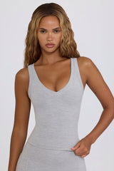 Soft Active V-Neck Tank Top in Grey Marl
