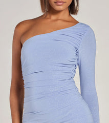 Sparkly Night One-Shoulder Glitter Mini Dress