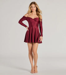 Sleek And Stylin' Knit Cold-Shoulder Skater Dress