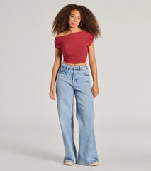Elevated Fave One-Shoulder Short Sleeve Top