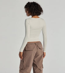 Forever Staple Smooth Knit Long Sleeve Top