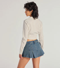 Chic Structure Long Sleeve Cropped Corset Top