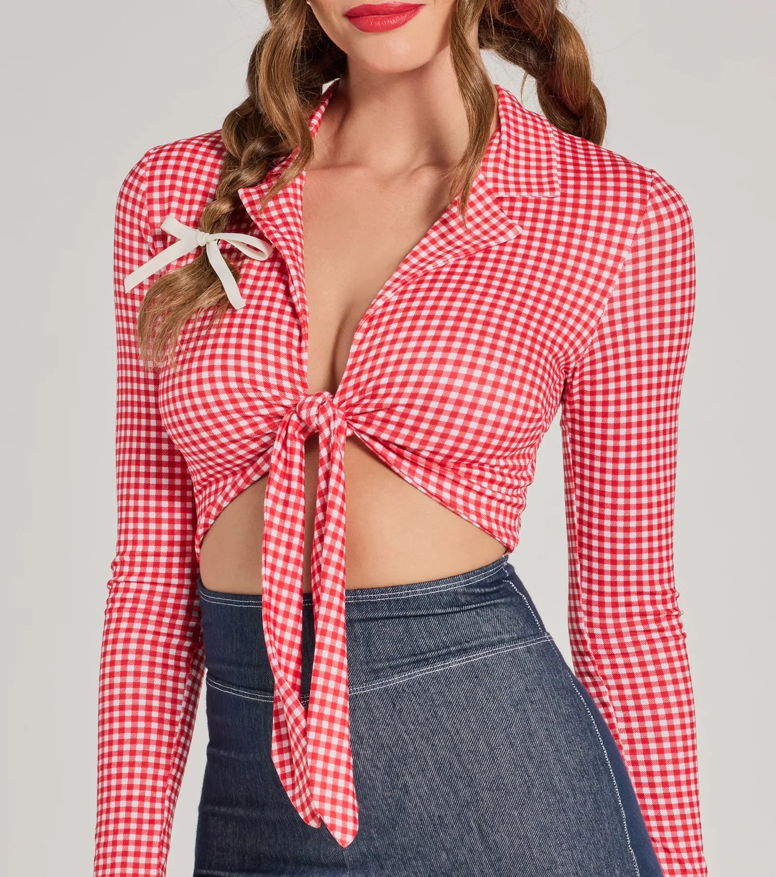 Rodeo Cowgirl Gingham Tie-Front Romper