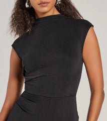 Cool Girl Style Mock Neck Knit Romper