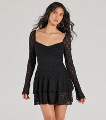 Feel The Romance Long Sleeve Lace Skater Romper
