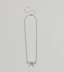 Cute Glamour Rhinestone Bow Necklace