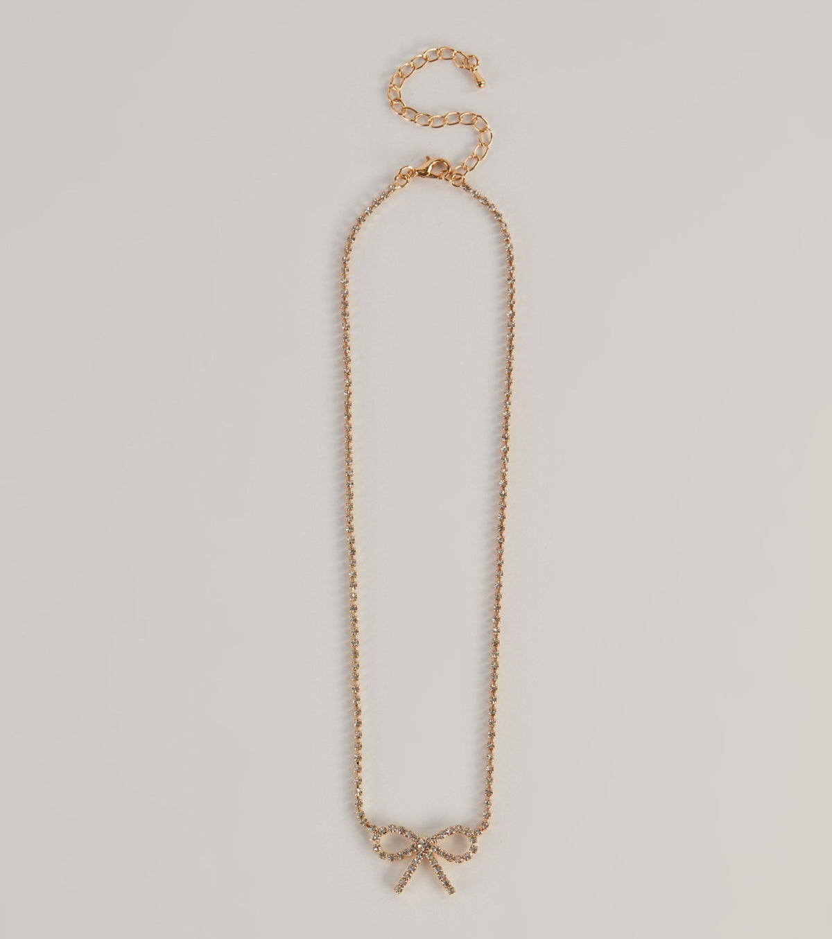 Cute Glamour Rhinestone Bow Necklace