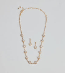 Unforgettable Faux Pearl Rhinestone Necklace And Earrings