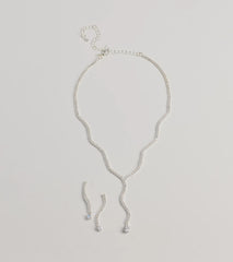Bejeweled Bliss Cubic Zirconia Wavy Necklace Set