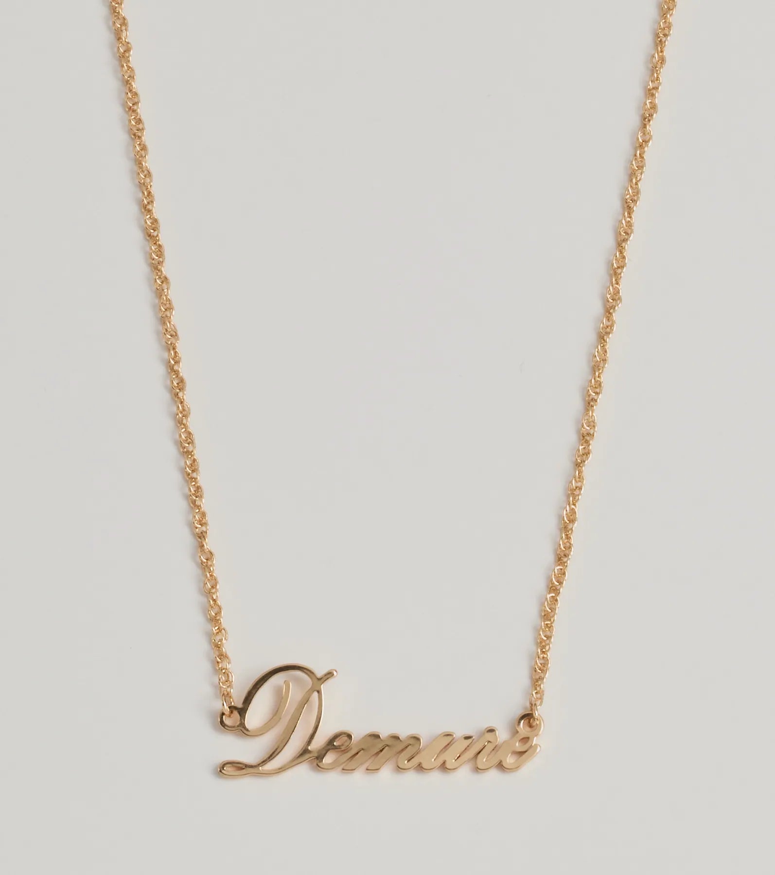 Demure Script Dainty Chain Necklace