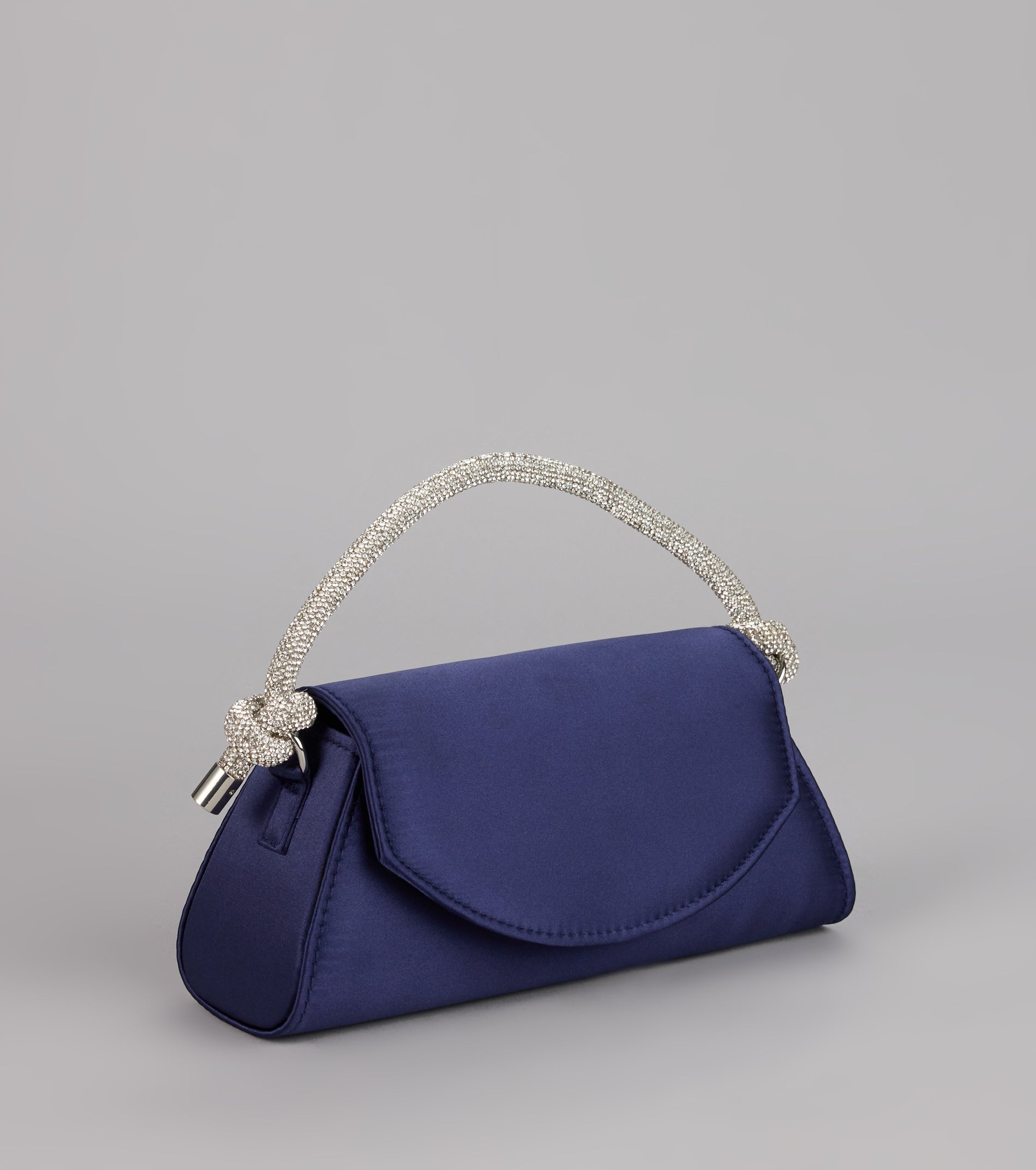 Glam Aspiration Rhinestone Strap Satin Handbag
