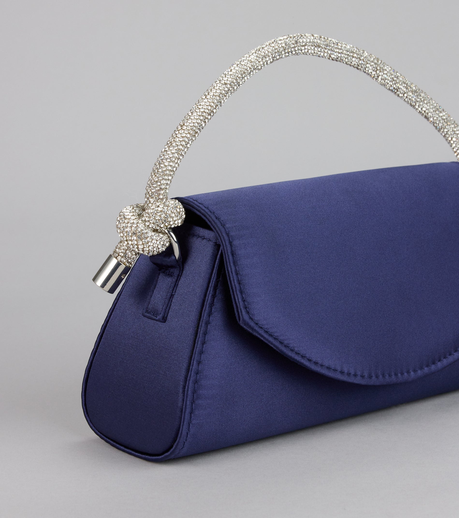 Glam Aspiration Rhinestone Strap Satin Handbag