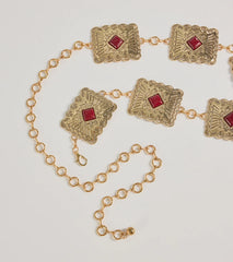 Western Vibes Colored Stone Chain Belt