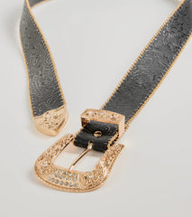 Country Chic Western Embossed Faux Leather Belt