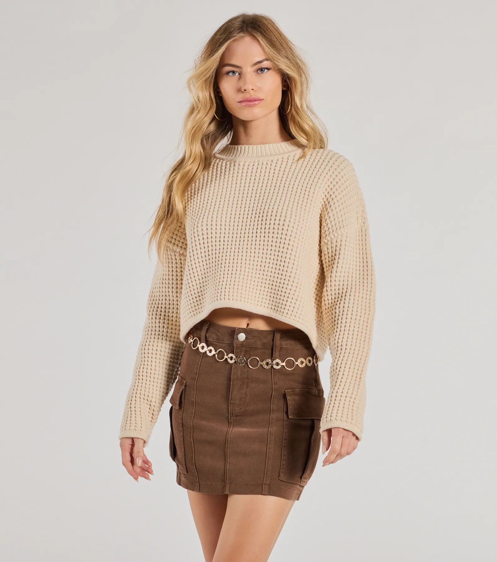 Trendy Vibes Textured O-Ring Chain Belt