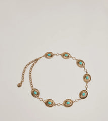 Western Glam Concho Chain Stone Belt