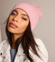 Casual Cozy Ribbed Knit Fold-Over Beanie