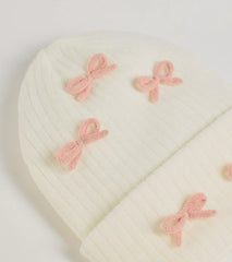 Cozy Up Bow Detail Ribbed Knit Beanie