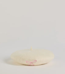 So Chic Bow Detail Faux Wool Beret