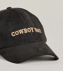 Western Chic Faux Suede Cowboy Script Hat